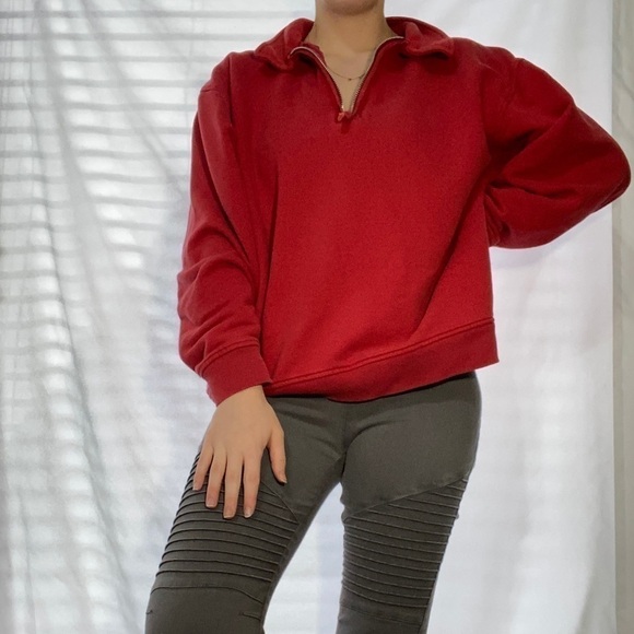 GAP Vintage 1980s Women’s Red Halfway Zip Collared Pullover in Size Large - Picture 4 of 16